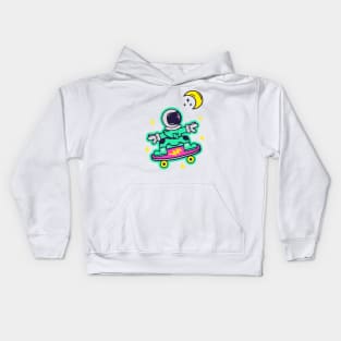 Space Man On Board Skateboarding On Space Kids Hoodie